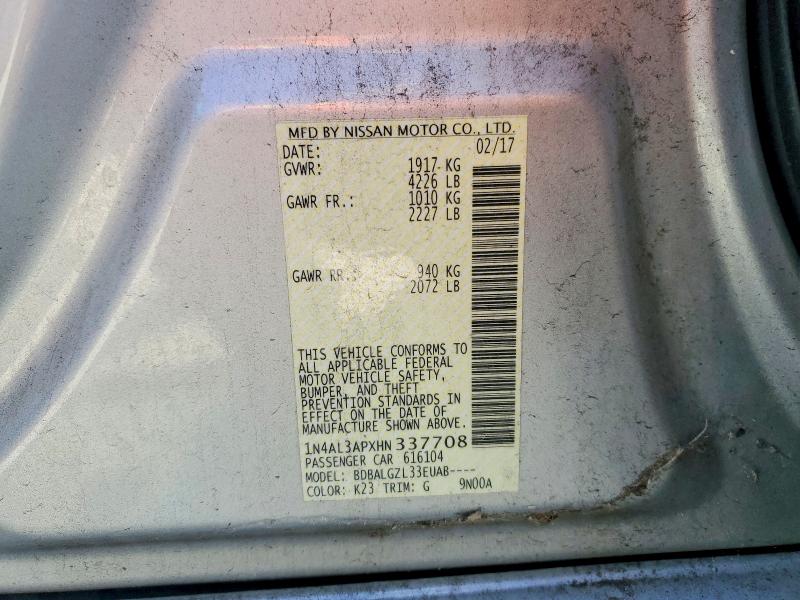 Aukcja sprzedaży 2017 Nissan Altima, vin: 1N4AL3APXHN337708, numer aukcji: 69097636