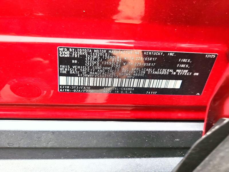 2025 Toyota Rav4 Hybrid მანქანა იყიდება აუქციონზე, vin: 4T3RWRFV5SU215613, აუქციონის ნომერი: 69921066