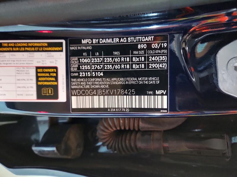 Aukcja sprzedaży 2019 Mercedes-benz Glc, vin: WDC0G4JB5KV178425, numer aukcji: 68074976