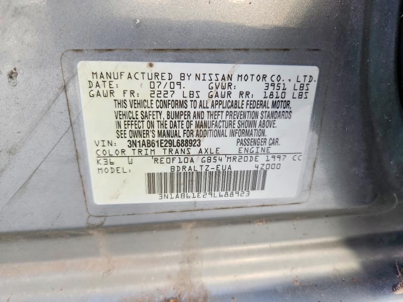 Продажа на аукционе авто 2009 Nissan Sentra, vin: 3N1AB61E29L688923, номер лота: 70225686