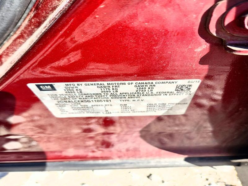 Aukcja sprzedaży 2016 Chevrolet Equinox, vin: 2GNALCEK5G1185191, numer aukcji: 67756516