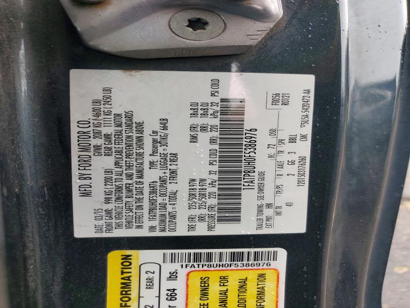 Aukcja sprzedaży 2015 Ford Mustang, vin: 1FATP8UH0F5386976, numer aukcji: 70808506