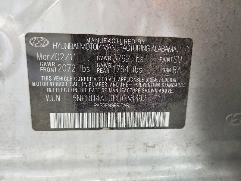 2011 Hyundai Elantra მანქანა იყიდება აუქციონზე, vin: 5NPDH4AE9BH038392, აუქციონის ნომერი: 68177856