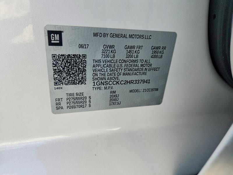 Aukcja sprzedaży 2017 Chevrolet Tahoe, vin: 1GNSCCKC2HR337941, numer aukcji: 67864336