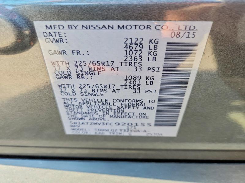 Aukcja sprzedaży 2015 Nissan Rogue, vin: 5N1AT2MV3FC920155, numer aukcji: 66994636