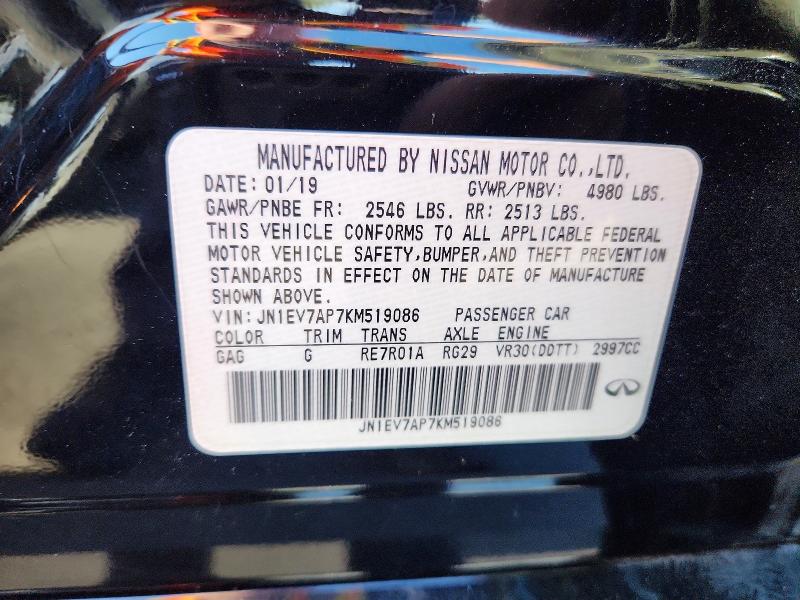 Aukcja sprzedaży 2019 Infiniti Q50, vin: JN1EV7AP7KM519086, numer aukcji: 66857776