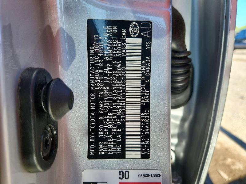 Aukcja sprzedaży 2014 Toyota Corolla, vin: 2T1BURHE6EC051209, numer aukcji: 68670586