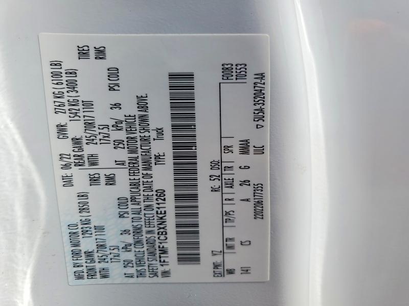 Aukcja sprzedaży 2022 Ford F150, vin: 1FTMF1CBXNKE11260        , numer aukcji: 68781056