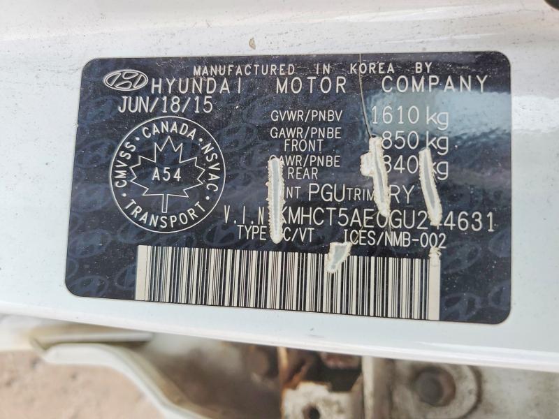 2016 Hyundai Accent მანქანა იყიდება აუქციონზე, vin: KMHCT5AE0GU244631, აუქციონის ნომერი: 68842266
