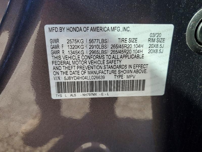 Aukcja sprzedaży 2020 Acura Mdx, vin: 5J8YD4H04LL026639, numer aukcji: 68838376