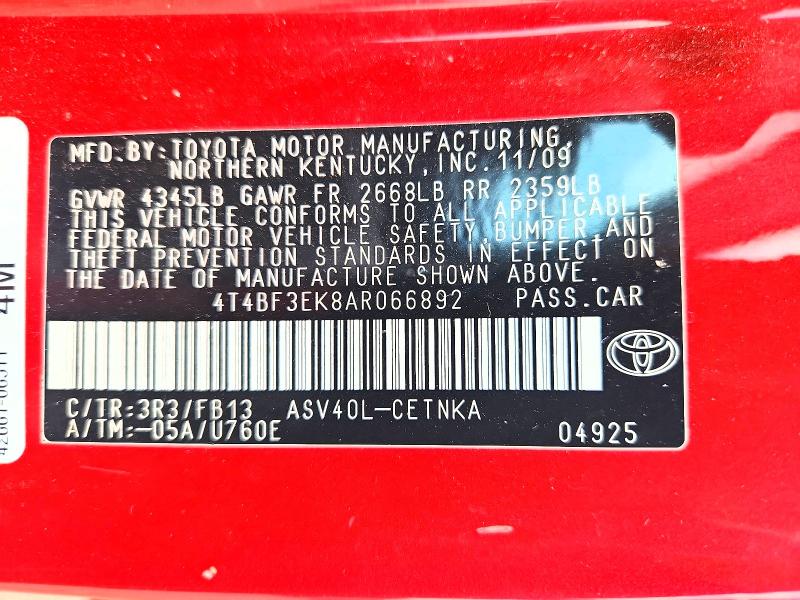 Aukcja sprzedaży 2010 Toyota Camry, vin: 4T4BF3EK8AR066892, numer aukcji: 69683346