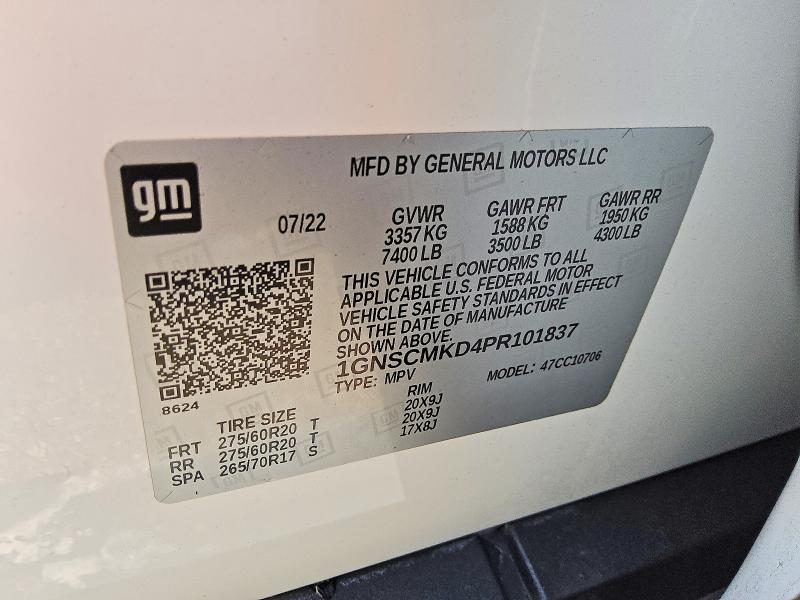 69161876 :رقم المزاد ، 1GNSCMKD4PR101837 vin ، 2023 Chevrolet Tahoe مزاد بيع