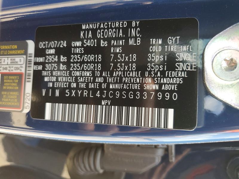 68964566 :رقم المزاد ، 5XYRL4JC9SG337990 vin ، 2025 Kia Sorento مزاد بيع