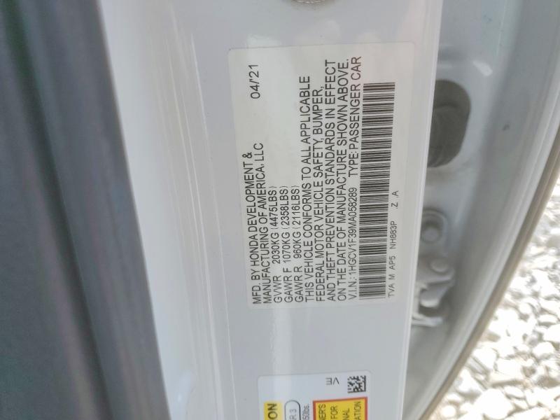 Aukcja sprzedaży 2021 Honda Accord, vin: 1HGCV1F39MA058289, numer aukcji: 67596876