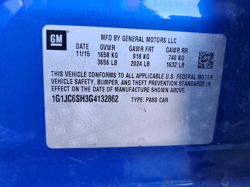 Aukcja sprzedaży 2016 Chevrolet Sonic, vin: 1G1JC6SH3G4132862, numer aukcji: 68235376