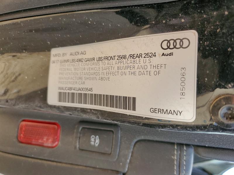 Aukcja sprzedaży 2018 Audi S4, vin: WAUC4BF40JA003545, numer aukcji: 68672116