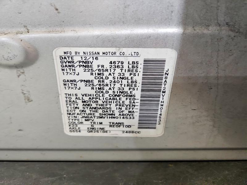 2017 Nissan Rogue მანქანა იყიდება აუქციონზე, vin: JN8AT2MV1HW014533, აუქციონის ნომერი: 68881596