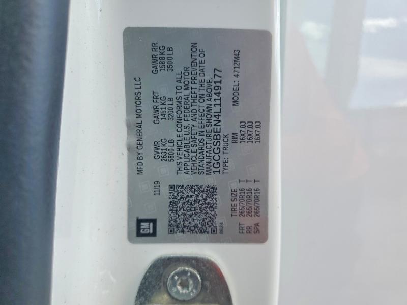 67778226 :رقم المزاد ، 1GCGSBEN4L1149177 vin ، 2020 Chevrolet Colorado مزاد بيع