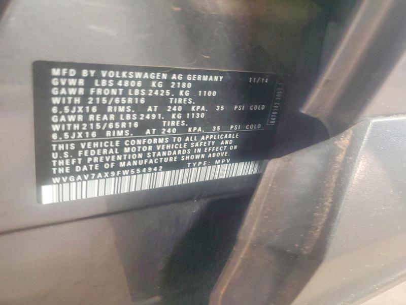 Aukcja sprzedaży 2015 Volkswagen Tiguan, vin: WVGAV7AX9FW554942, numer aukcji: 69934256
