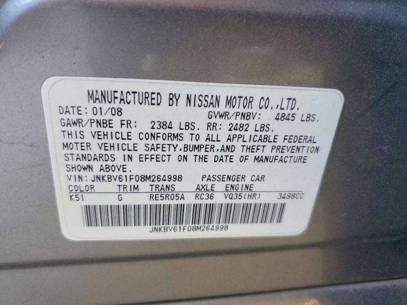 Продажа на аукционе авто 2008 Infiniti G35, vin: JNKBV61F08M264998, номер лота: 70556566