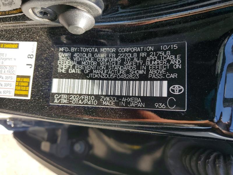 69418076 :رقم المزاد ، JTDKN3DU5F0482823 vin ، 2015 Toyota Prius مزاد بيع