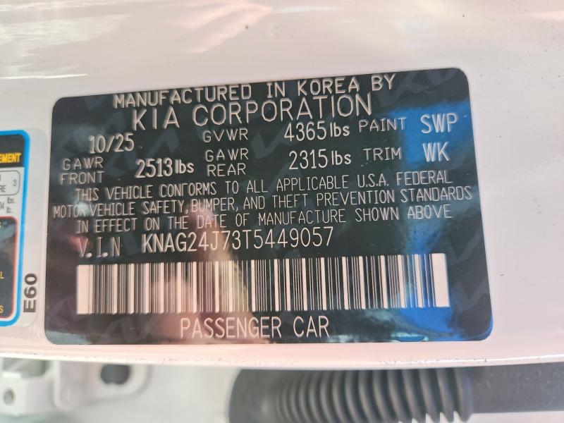 2026 Kia K5 მანქანა იყიდება აუქციონზე, vin: KNAG24J73T5449057, აუქციონის ნომერი: 70644486