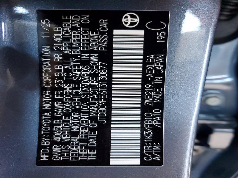 Aukcja sprzedaży 2026 Toyota Corolla Hybrid, vin: JTDBCMFE6T3130877, numer aukcji: 68884496