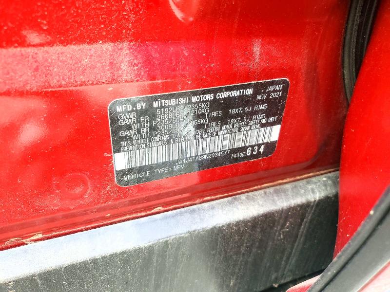 Auction sale of the 2022 Mitsubishi Outlander, vin: JA4J4TA89NZ034577, lot number: 70602016