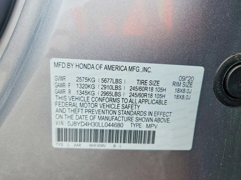 Продаж на аукціоні авто 2020 Acura Mdx, vin: 5J8YD4H30LL044680, номер лоту: 68147926