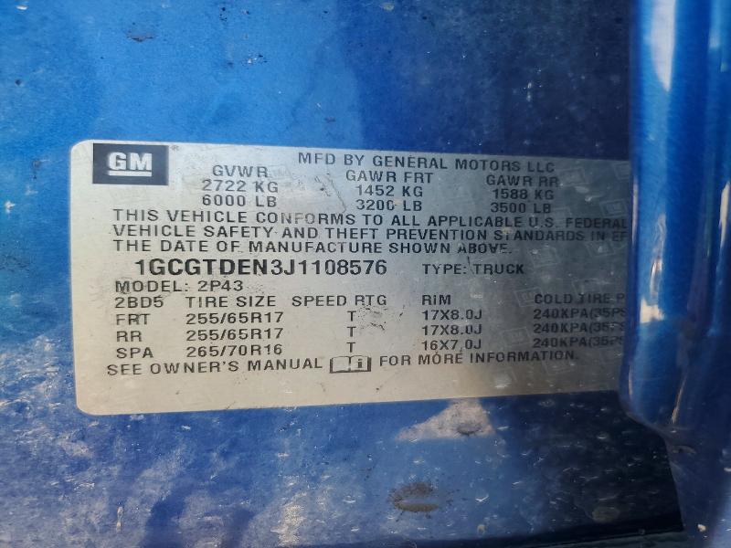 Aukcja sprzedaży 2018 Chevrolet Colorado, vin: 1GCGTDEN3J1108576, numer aukcji: 67433556