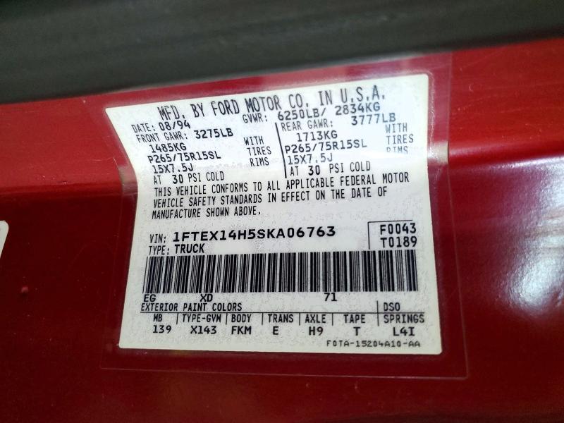 Aukcja sprzedaży 1995 Ford F150, vin: 1FTEX14H5SKA06763, numer aukcji: 69333466