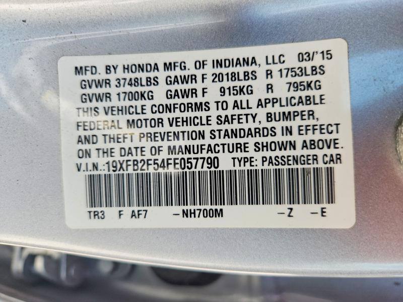 69486786 :رقم المزاد ، 19XFB2F54FE057790 vin ، 2015 Honda Civic مزاد بيع