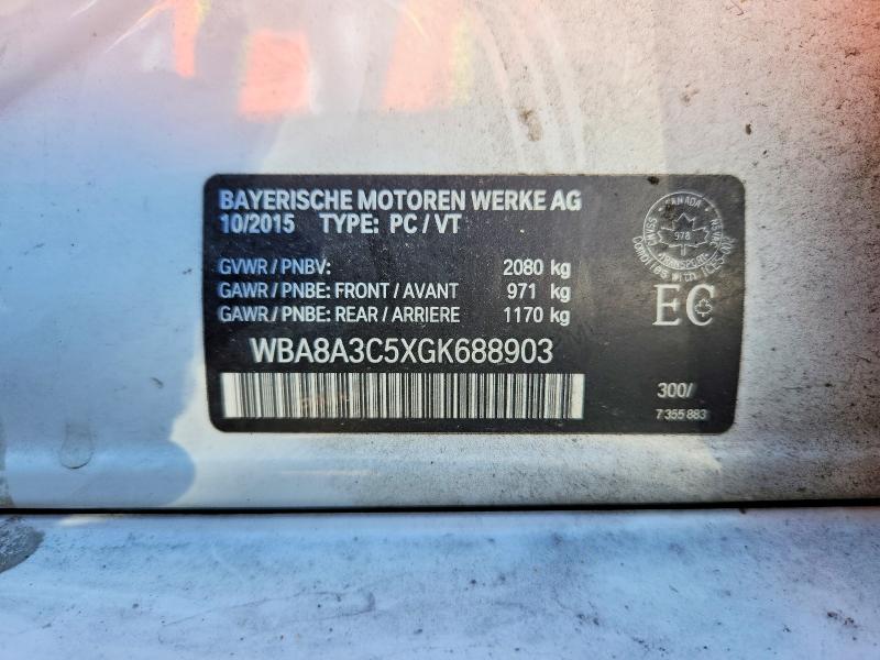 2016 Bmw 320 მანქანა იყიდება აუქციონზე, vin: WBA8A3C5XGK688903, აუქციონის ნომერი: 68890266