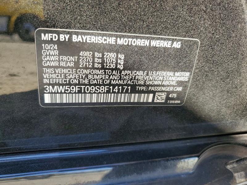 Aukcja sprzedaży 2025 Bmw M340i, vin: 3MW59FT09S8F14171, numer aukcji: 70502046