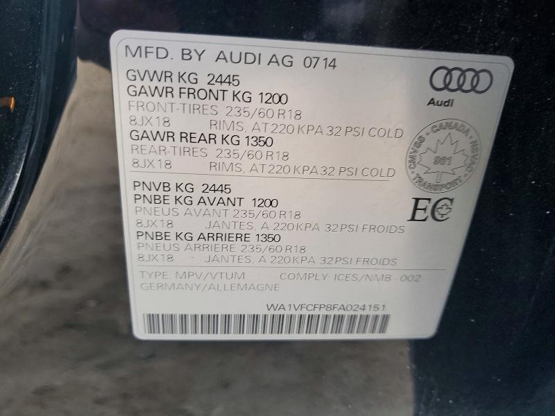 Aukcja sprzedaży 2015 Audi Q5, vin: WA1VFCFP8FA024151, numer aukcji: 70473456