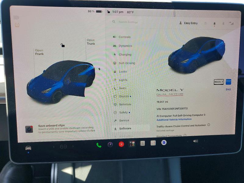 Продажа на аукционе авто 2022 Tesla Model Y, vin: 7SAYGDEF2NF330172, номер лота: 69202896