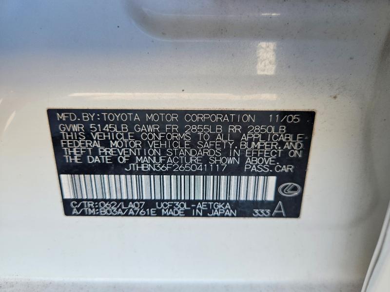 Продаж на аукціоні авто 2006 Lexus Ls, vin: JTHBN36F265041117, номер лоту: 69607636