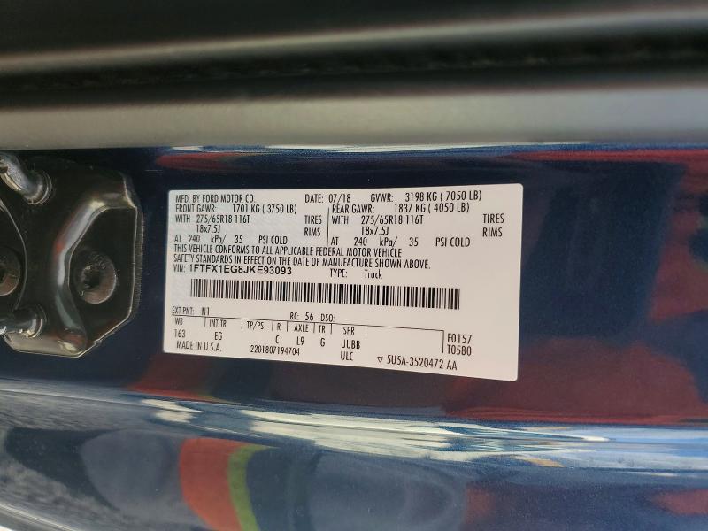 Aukcja sprzedaży 2018 Ford F150, vin: 1FTFX1EG8JKE93093, numer aukcji: 70296676
