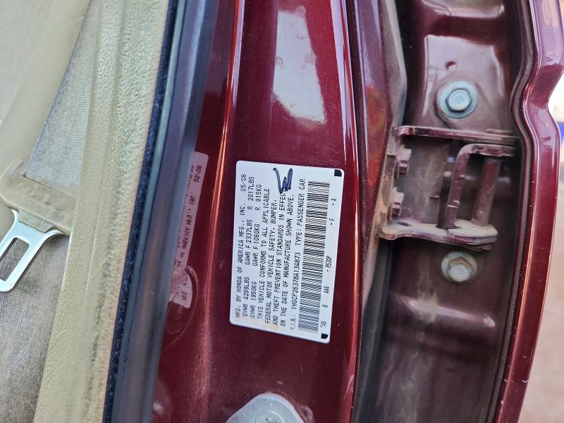 67409266 :رقم المزاد ، 1HGCP26378A134873 vin ، 2008 Honda Accord مزاد بيع