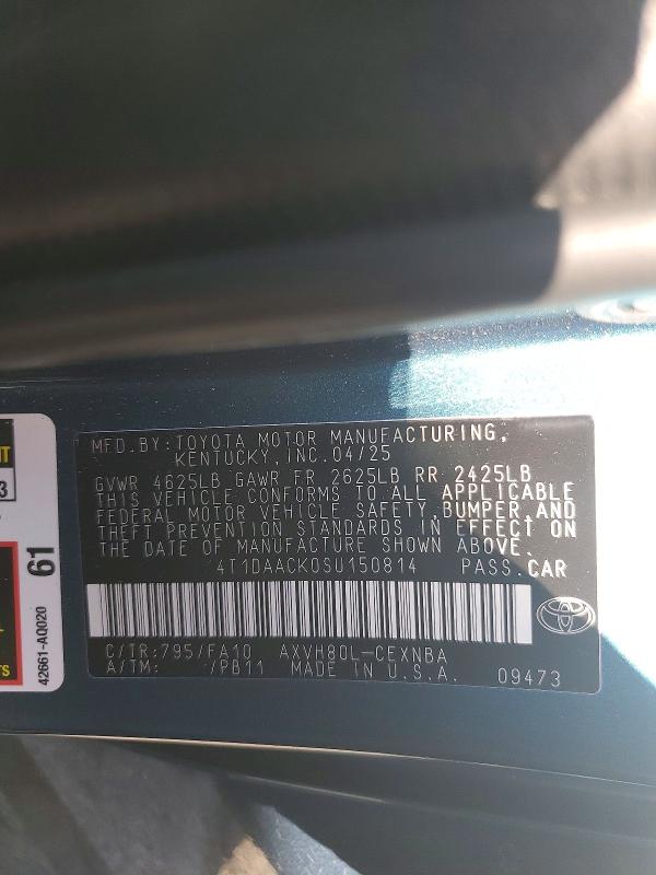 Продажа на аукционе авто 2025 Toyota Camry, vin: 4T1DAACK0SU150814, номер лота: 68995136