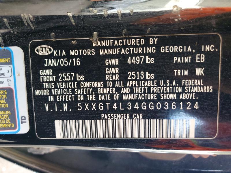 Продажа на аукционе авто 2016 Kia Optima, vin: 5XXGT4L34GG036124, номер лота: 70448706