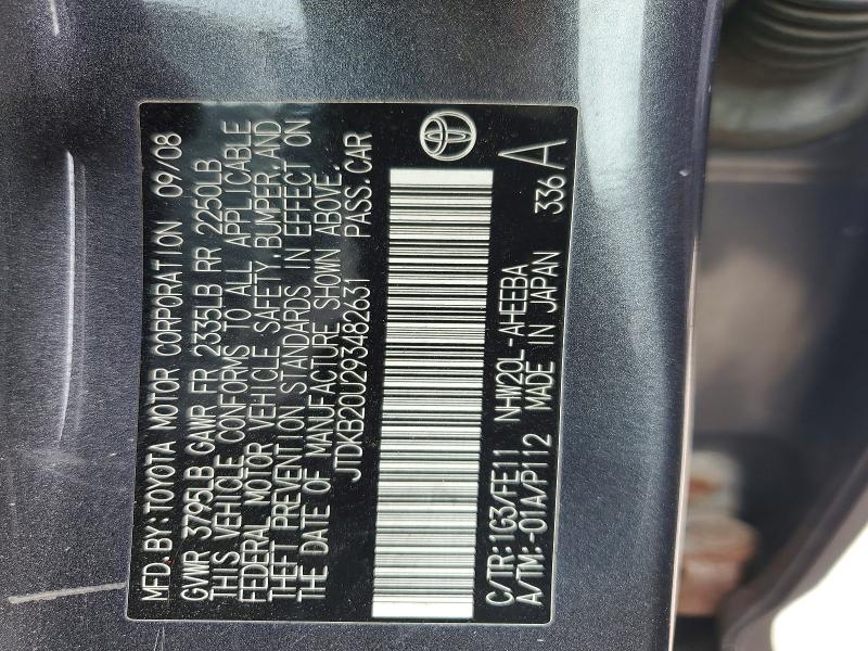 Продаж на аукціоні авто 2009 Toyota Prius, vin: JTDKB20U293482631, номер лоту: 68261676