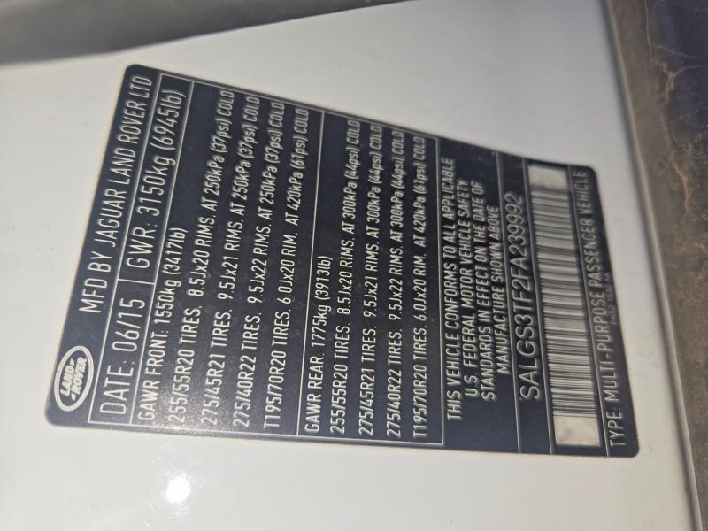 Продаж на аукціоні авто 2015 Land Rover Range Rover, vin: SALGS3TF2FA239992, номер лоту: 70886556