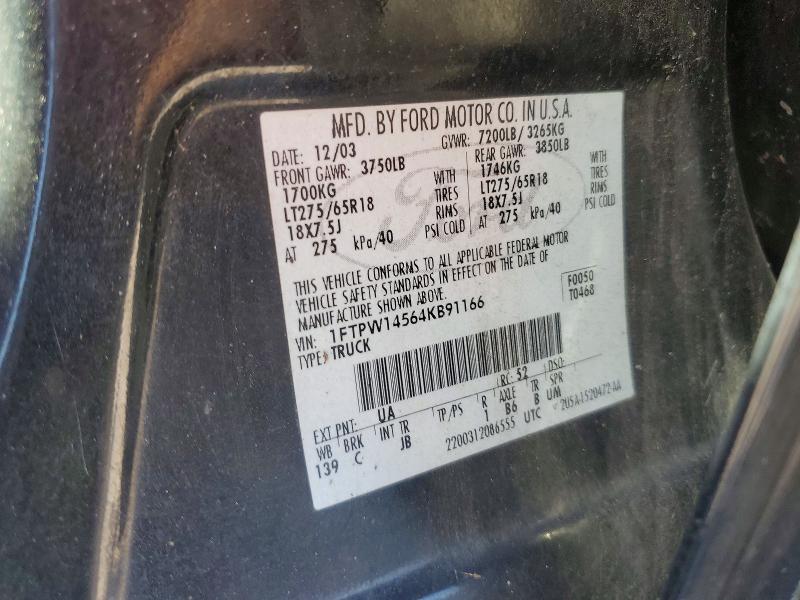 70686626 :رقم المزاد ، 1FTPW14564KB91166 vin ، 2004 Ford F150 مزاد بيع