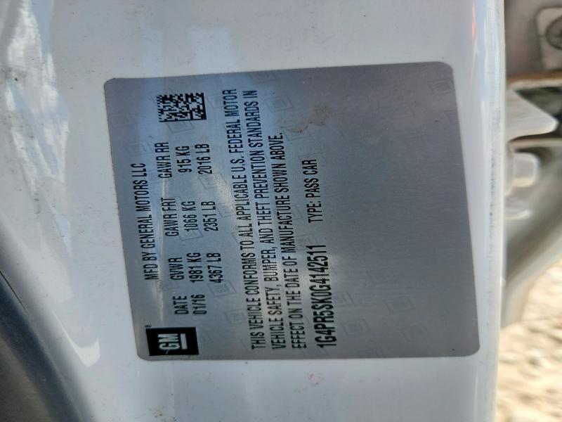 2016 Buick Verano მანქანა იყიდება აუქციონზე, vin: 1G4PR5SK0G4142511, აუქციონის ნომერი: 69558646