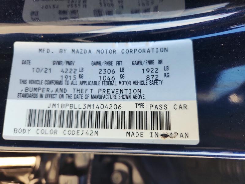 Aukcja sprzedaży 2021 Mazda 3, vin: JM1BPBLL3M1404206, numer aukcji: 67876496