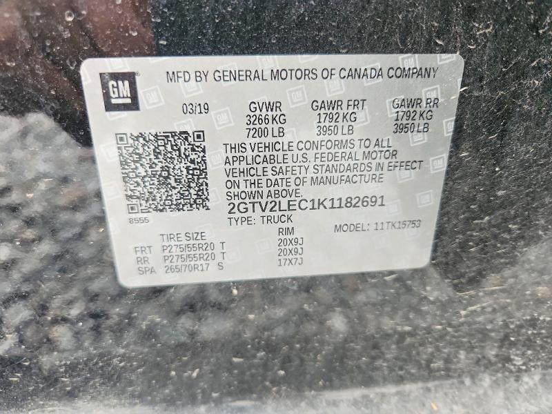 Aukcja sprzedaży 2019 Gmc Sierra Limited, vin: 2GTV2LEC1K1182691, numer aukcji: 68168556