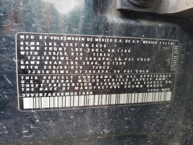Продажа на аукционе авто 2019 Volkswagen Tiguan, vin: 3VV2B7AXXKM051644, номер лота: 67163646