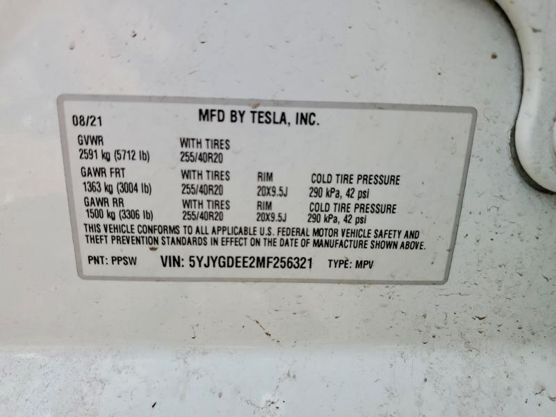 Продажа на аукционе авто 2021 Tesla Model Y, vin: 5YJYGDEE2MF256321, номер лота: 69920926