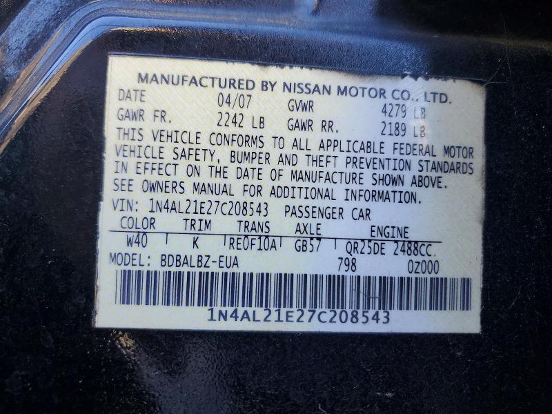 Продажа на аукционе авто 2007 Nissan Altima, vin: 1N4AL21E27C208543, номер лота: 69180756